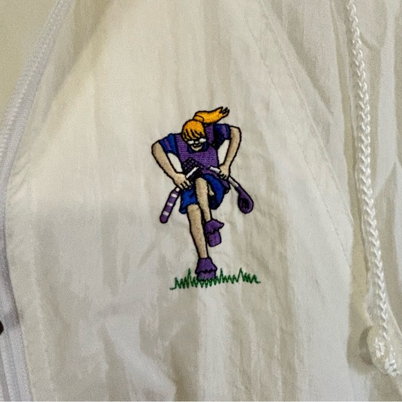 Vintage DAVID SMITH Women’s White Embroidered Golf Hoodie Backpack Details Sz S - Picture 2 of 10